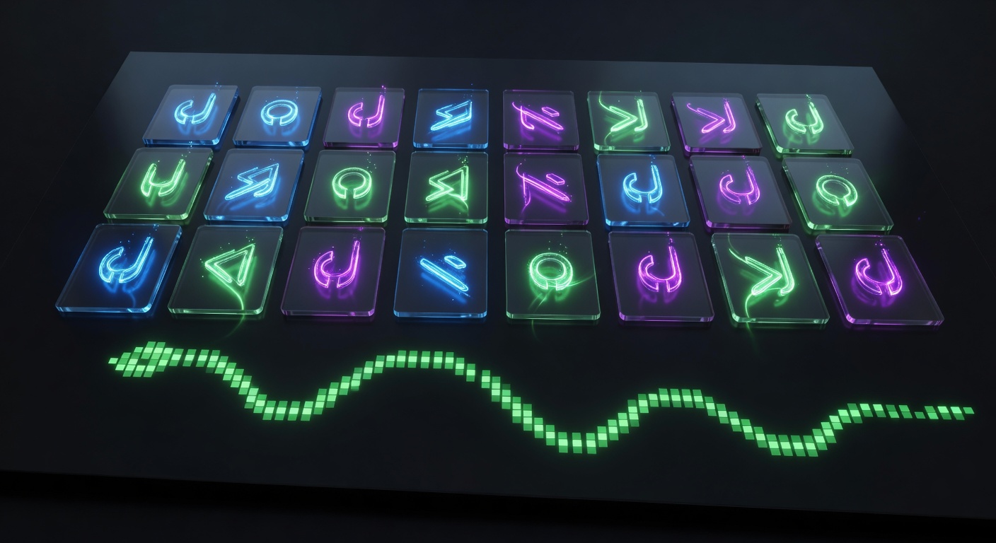 Flipped playing cards showing glowing symbols for a memory match game