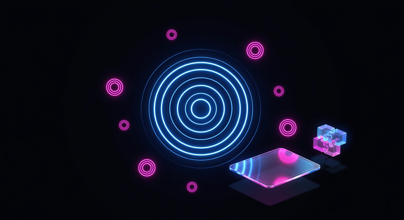 Pulsing target circles on a dark background for an aim training game